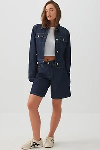 Bermuda en denim à taille haute