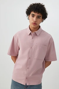 Ardene Man Boxy Short-Sleeve Shirt For Men in Medium Pink | Size | Cotton