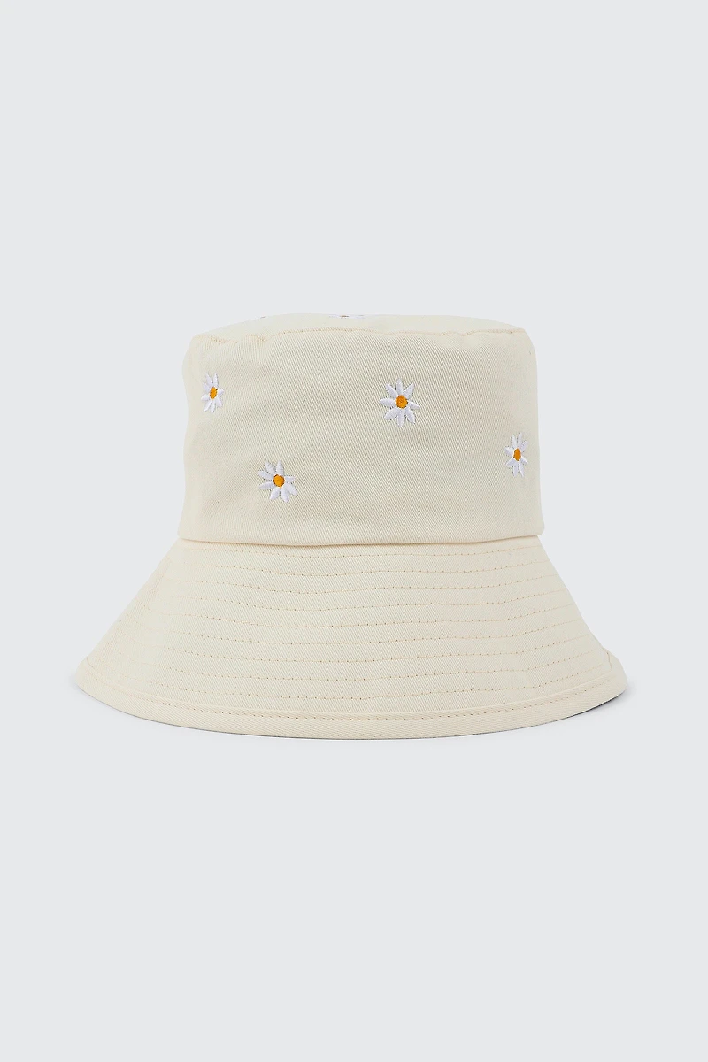 Ardene Daisy Bucket Hat in Beige | Cotton