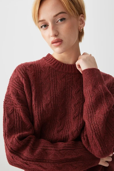 Ardene Oversized Cable Knit Sweater in | Size | Polyester | Eco-Conscious