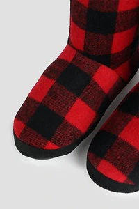 Pantoufles bottines à carreaux pour hommes