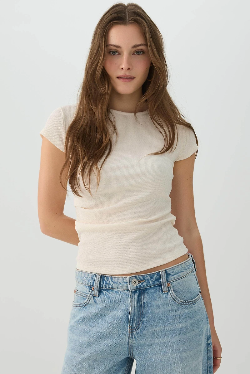 Haut court en maille côtelée