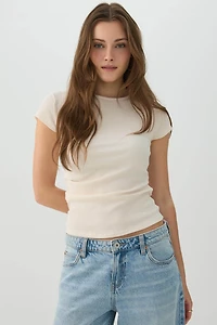 Haut court en maille côtelée