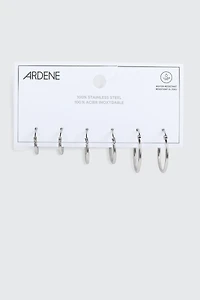 3 paires d'anneaux en acier inoxydable