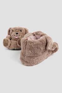 Pantoufles chiens en peluche