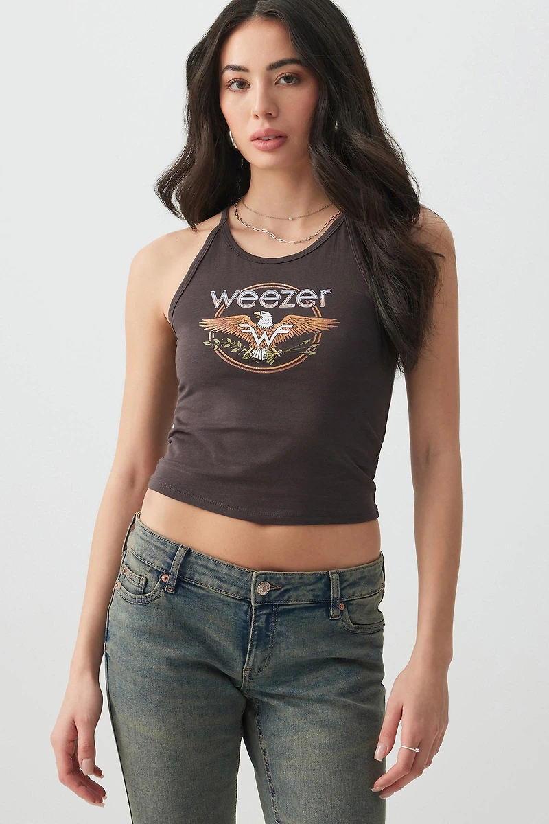 Ardene Weezer Tank Top in Black | Size XS | Spandex/Cotton