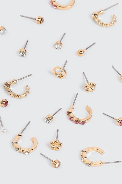 Ardene 12-Pack Assorted Earrings in Gold | Stainless Steel | Eco-Conscious