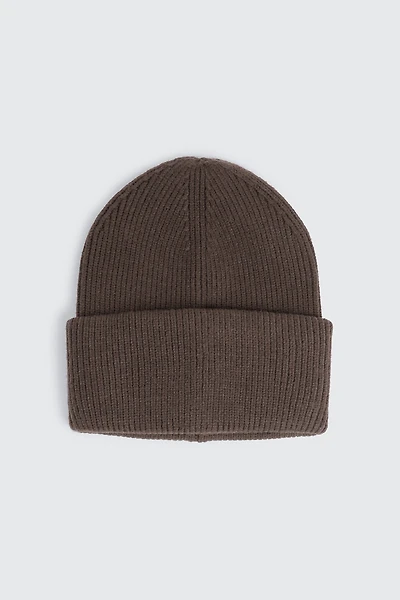 Ardene Wide Cuff Rib Beanie in Brown | Polyester/Rayon/Nylon