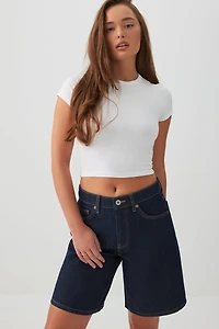 Bermuda en denim à taille haute