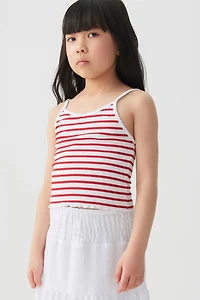 Ardene Kids Printed Lettuce Hem Tank Top in Red | Size | Spandex/Cotton