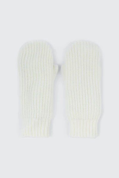 Ardene Fleece Lined Knit Mittens in White | 100% Acrylic