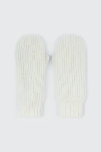 Ardene Fleece Lined Knit Mittens in White | 100% Acrylic