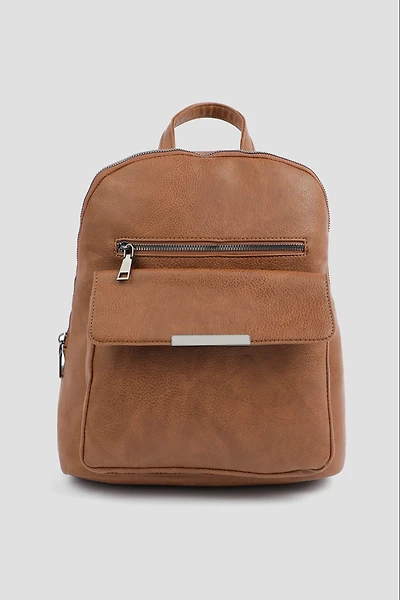 Ardene Faux Leather Backpack in Brown | Faux Leather/Polyester