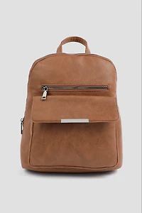 Ardene Faux Leather Backpack in Brown | Faux Leather/Polyester