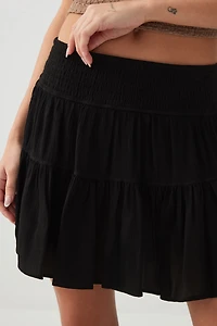 Jupe-short fluide à taille smockée