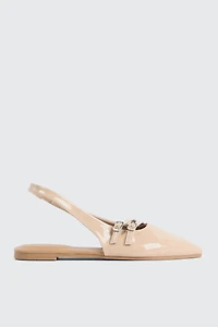 Ardene Double Buckle Slingback Flats in Beige | Size | Faux Suede | Eco-Conscious
