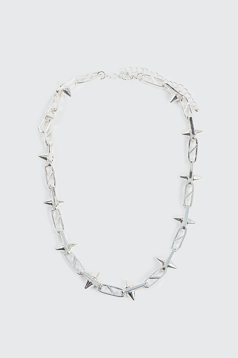Ardene Spike Chain Necklace in Silver