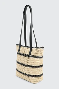 Sac fourre-tout en paille à rayures