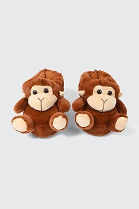 Pantoufles singes en peluche
