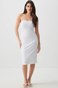 Ardene Lace Patchwork Tube Dress in White | Size | Polyester/Nylon/Elastane