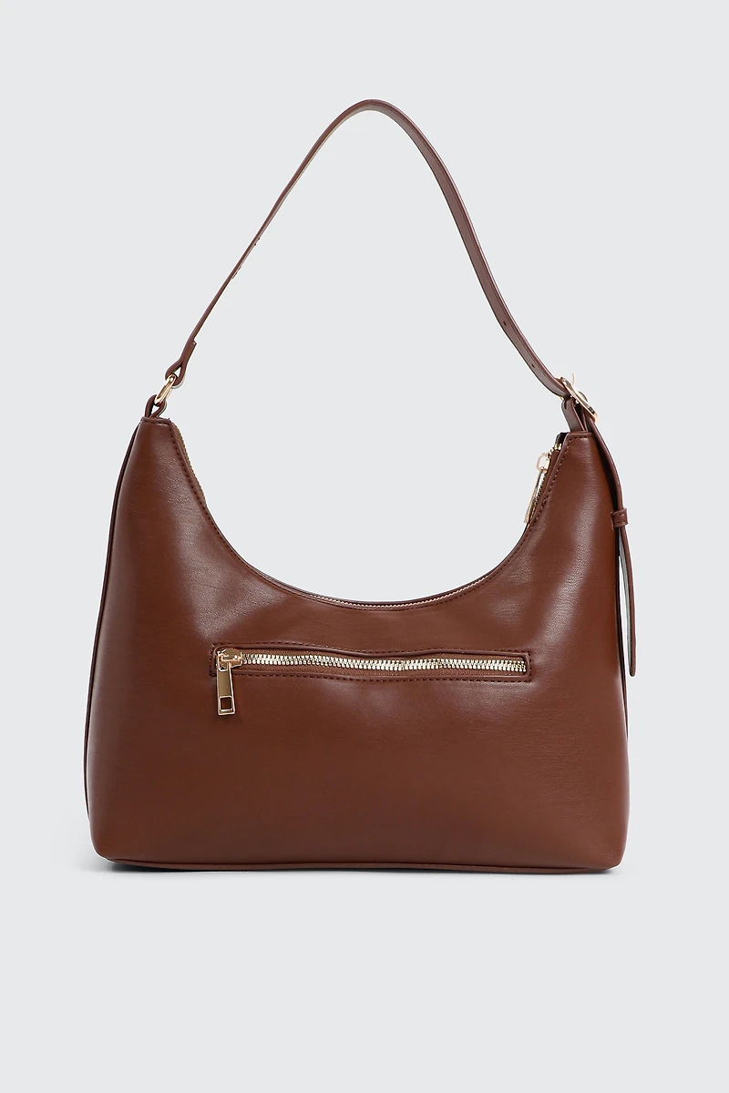 Ardene Faux Leather Shoulder Bag in Brown | Faux Leather/Polyester