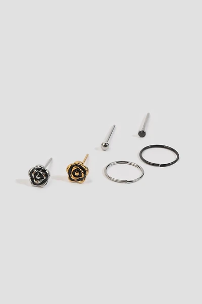 Ardene 6-Pack Nose Piercings with Rose Details