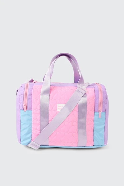 Ardene Kids Heart Quilted Duffle Bag in Pink | Nylon