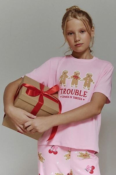 Ardene Kids HUSHKNIT PJ Top in Medium Pink | Size | Polyester/Spandex | Eco-Conscious