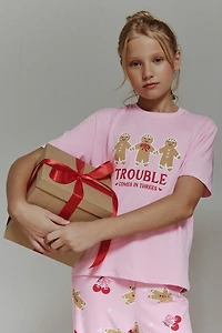 Ardene Kids HUSHKNIT PJ Top in Medium Pink | Size | Polyester/Spandex | Eco-Conscious