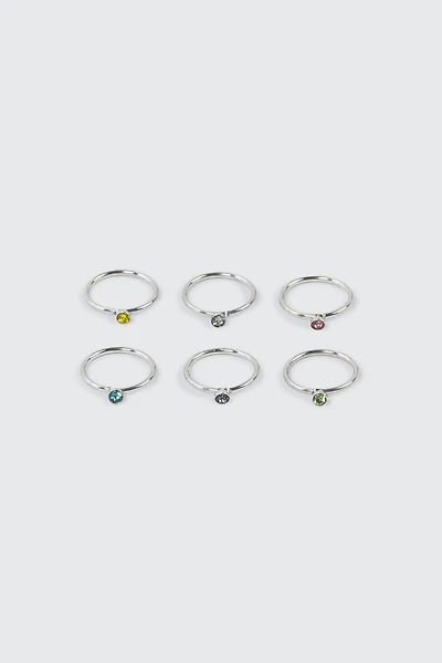 Ardene 6-Pack Nose Rings with Colorful Stones