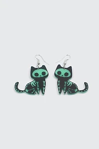 Ardene Glow in the Dark Cat Earrings in Black