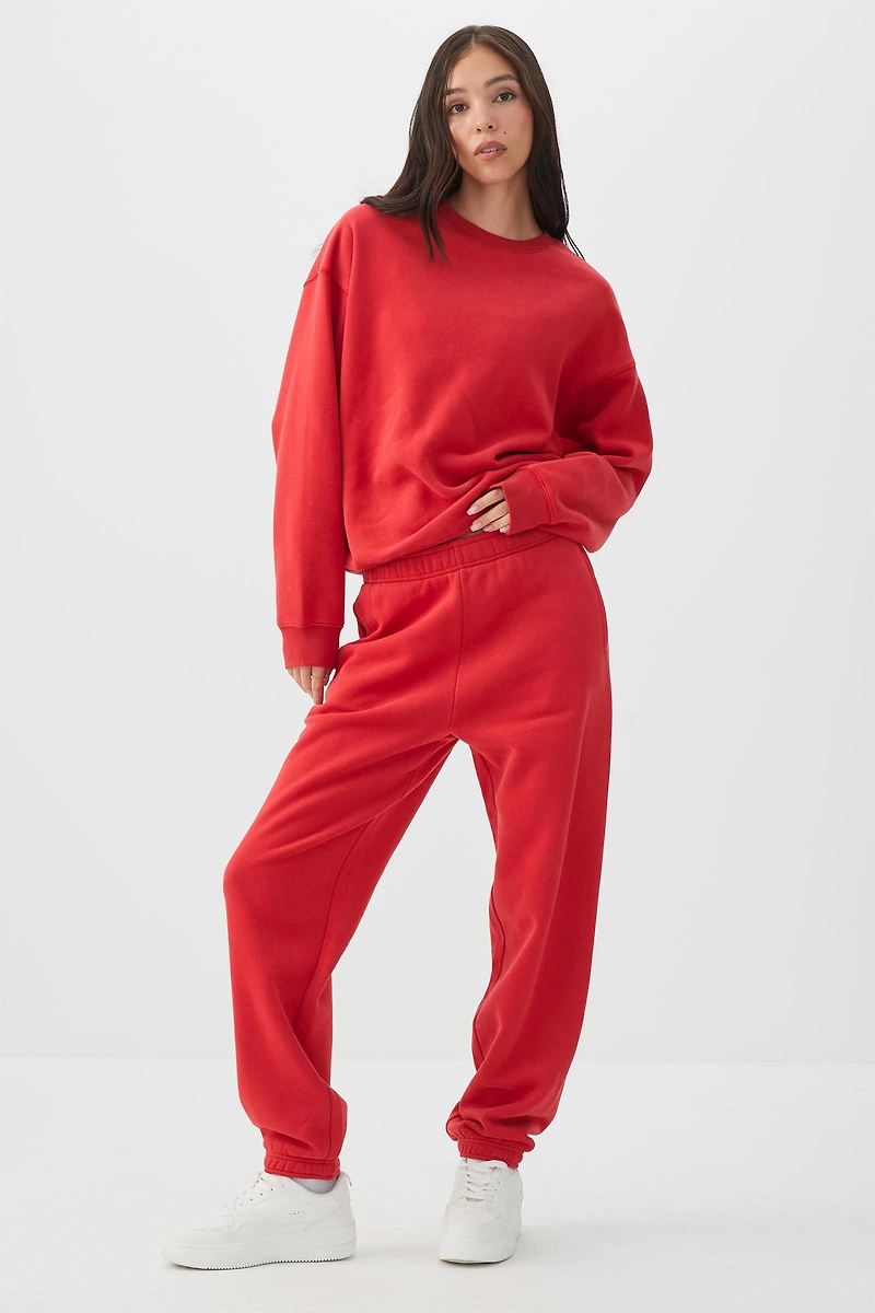 Ardene MADESOFT Fleece Baggy Sweatpants in Chili Pepper | Size | Polyester/Cotton | Eco-Conscious