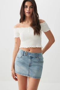 Haut court henley à épaules dénudées