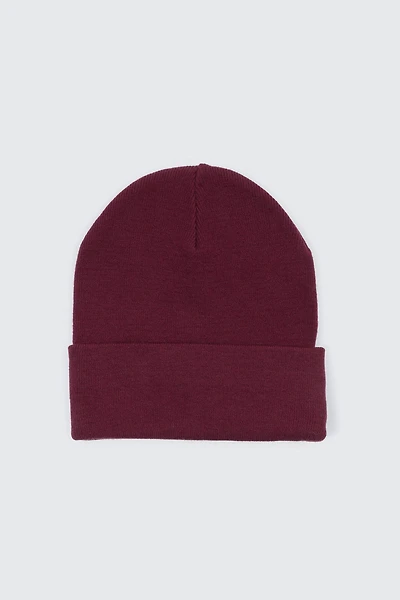 Ardene Super Soft Solid Beanie in Burgundy | Polyester/Elastane