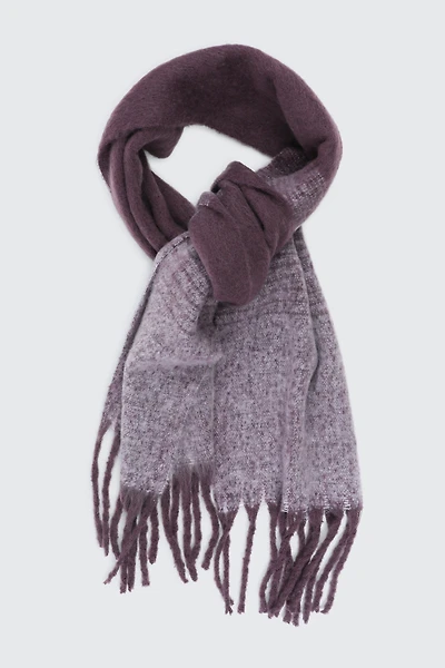 Ardene Rectangular Ombre Scarf with Fringes in Dark Purple | Polyester
