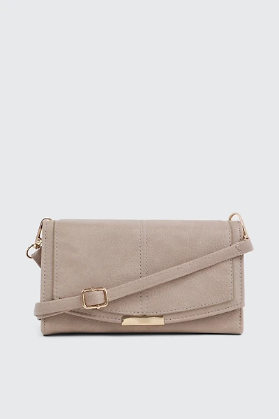 Ardene Crossbody Flap Wallet in Beige | Faux Leather/Polyester