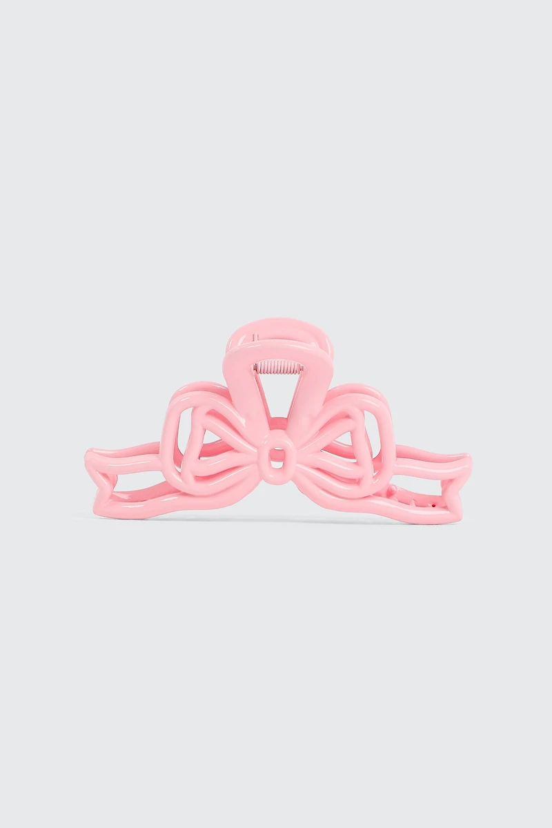 Ardene Bow Cutout Hair Claw in Light Pink