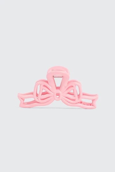 Ardene Bow Cutout Hair Claw in Light Pink