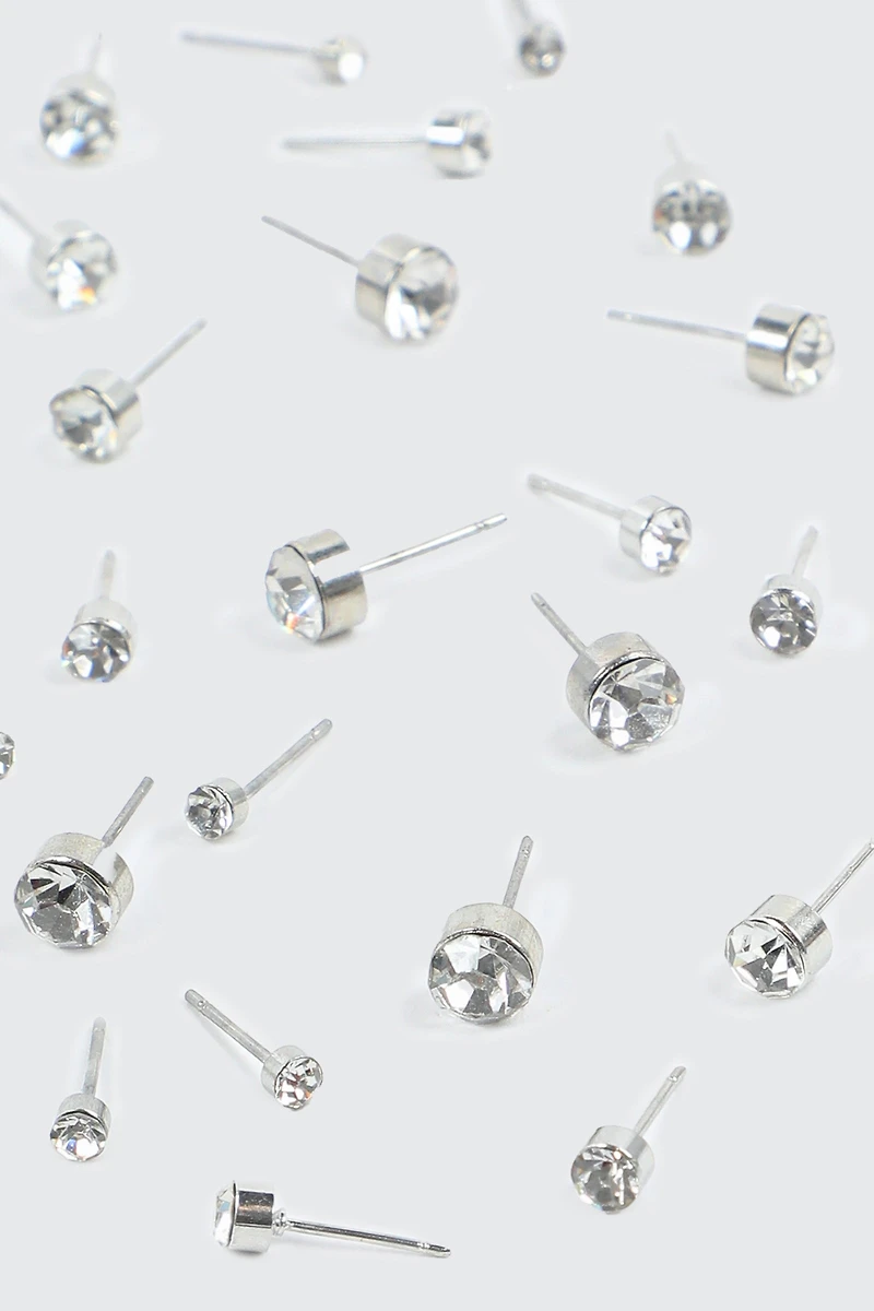 12 paires de clous d'oreilles à cristaux
