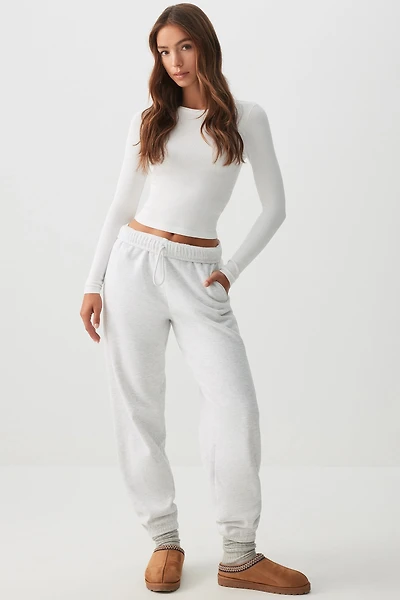 Ardene MADESOFT Fleece Baggy Sweatpants in Mushroom | Size | Polyester/Cotton | Eco-Conscious
