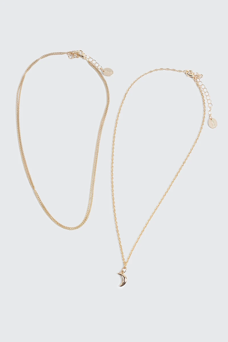 Collier 2 rangs à pendentif lune