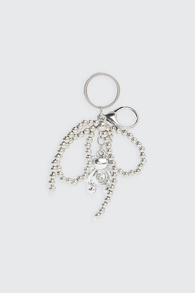 Ardene Metal Bow & Bear Keychain in Silver