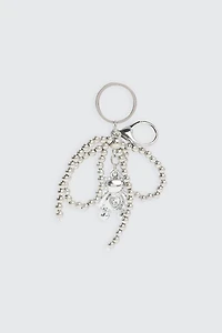 Ardene Metal Bow & Bear Keychain in Silver