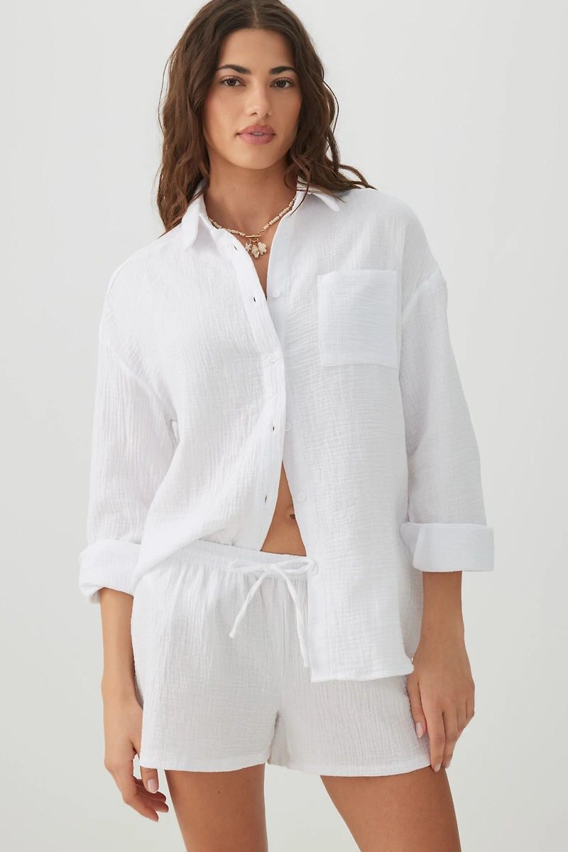 Short à taille mi-haute tiss