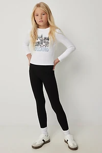 Ardene Kids Faux Fur Lined Leggings in Black | Size Small | Polyester/Rayon/Spandex