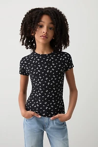 Ardene Kids Printed Crew Neck T-Shirt in | Size | Polyester/Elastane
