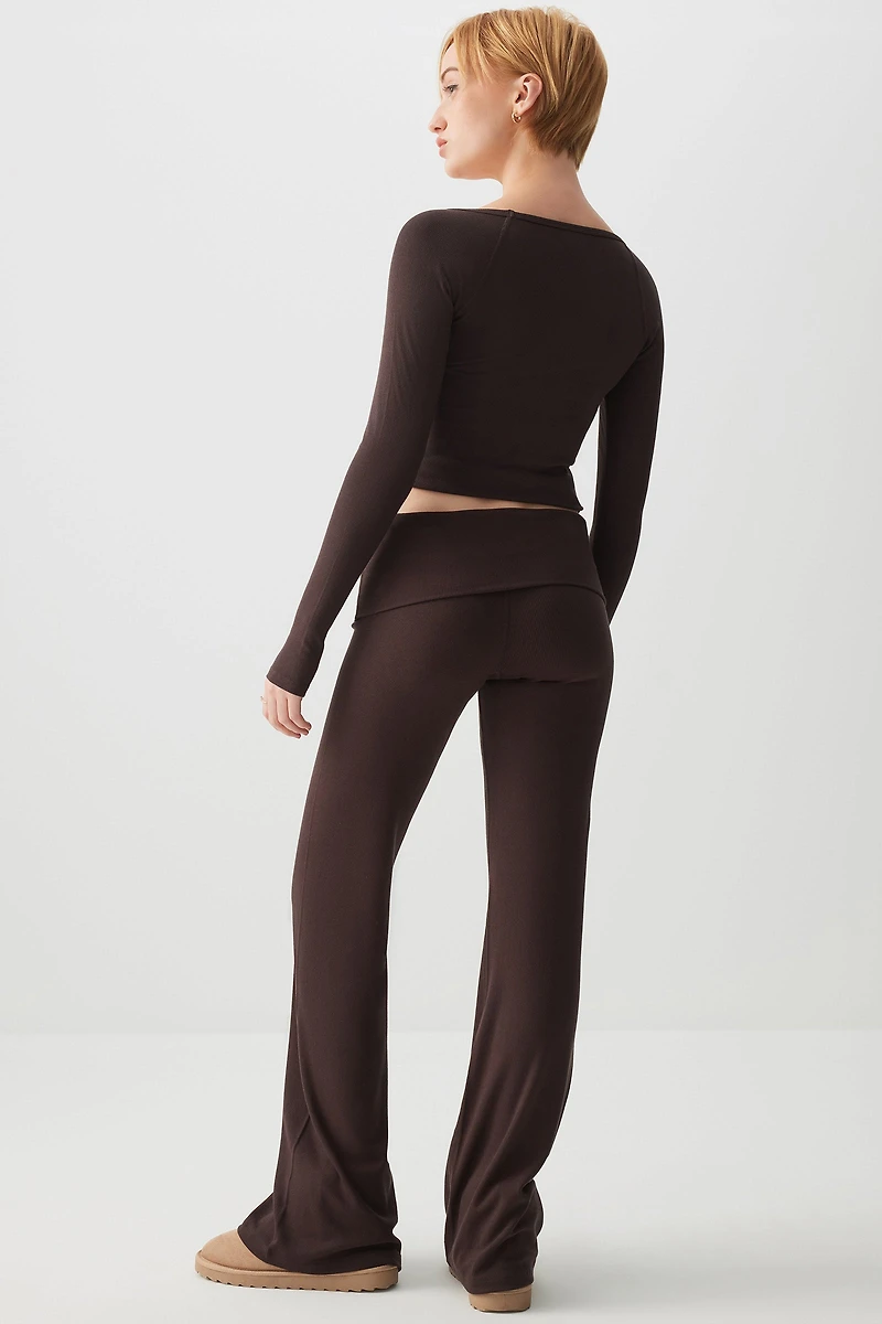 Legging évasé à taille repliable très extensible