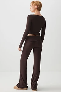 Legging évasé à taille repliable très extensible