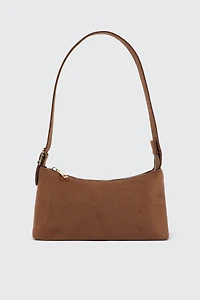Ardene Baguette Bag with Adjustable Strap in Cognac | Faux Leather/Polyester/Faux Suede