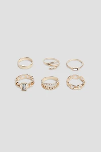 Ardene 6-Pack Chain Style Rings in Gold | Size